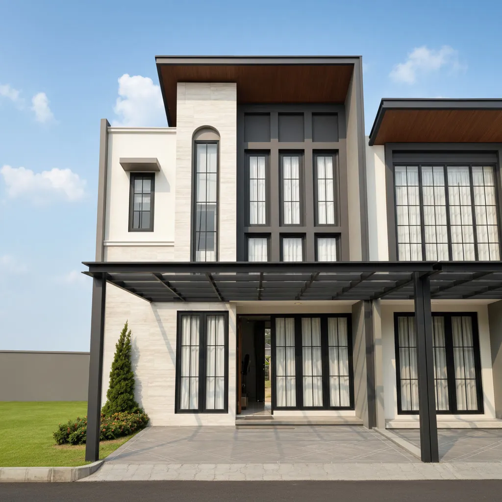 Fasad rumah Tipe Tuscan 66/72 2 lantai di Cluster Ladera Grand Duta City Parung