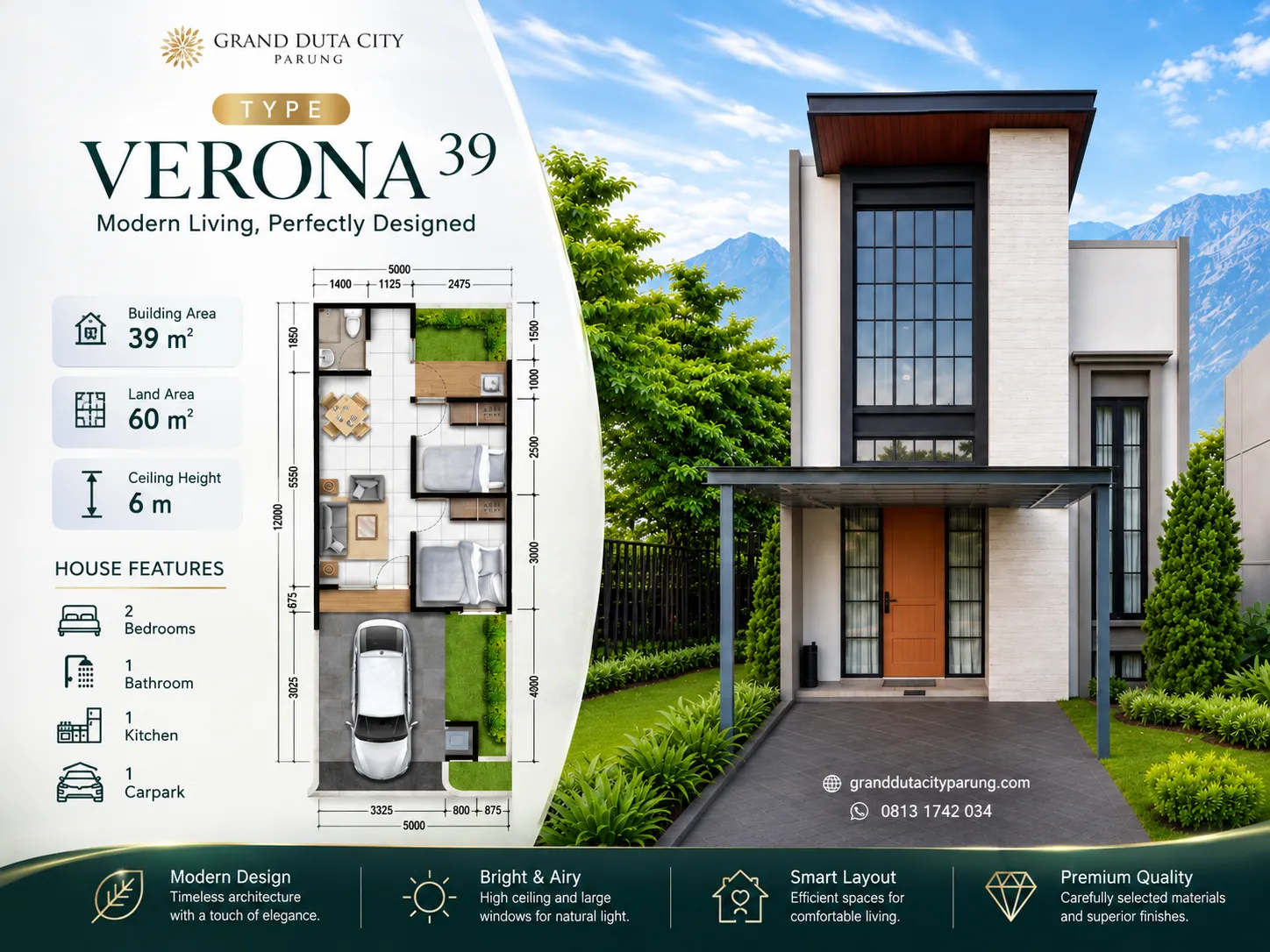 Denah tipe Verona 39/60 Cluster Ladera GDC Parung