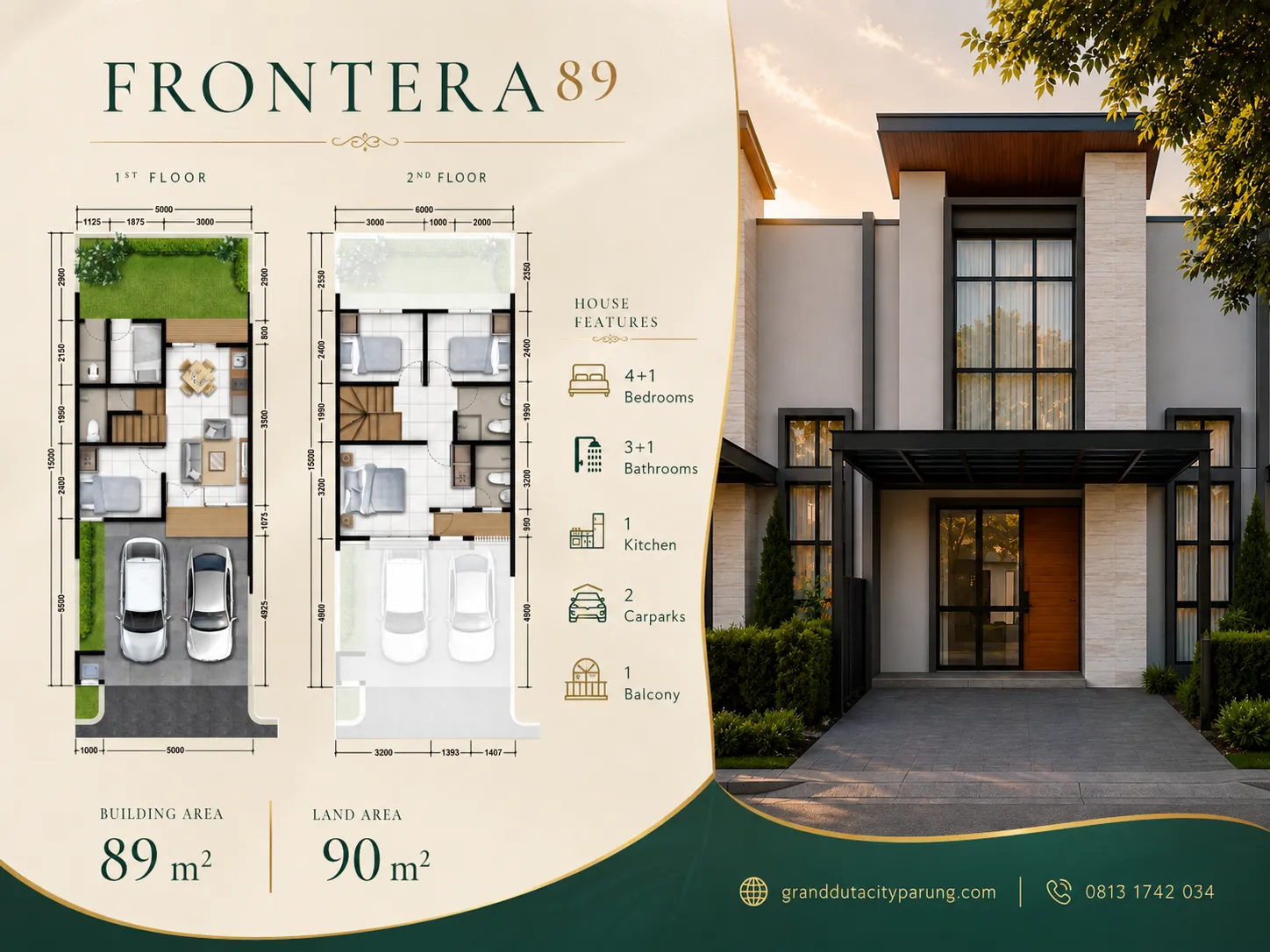 Denah tipe Frontera 89/90 Cluster Ladera GDC Parung