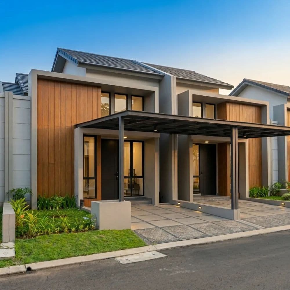 Desain Fasad Rumah Minimalis Estetik Tipe Aira di Grand Duta City Parung